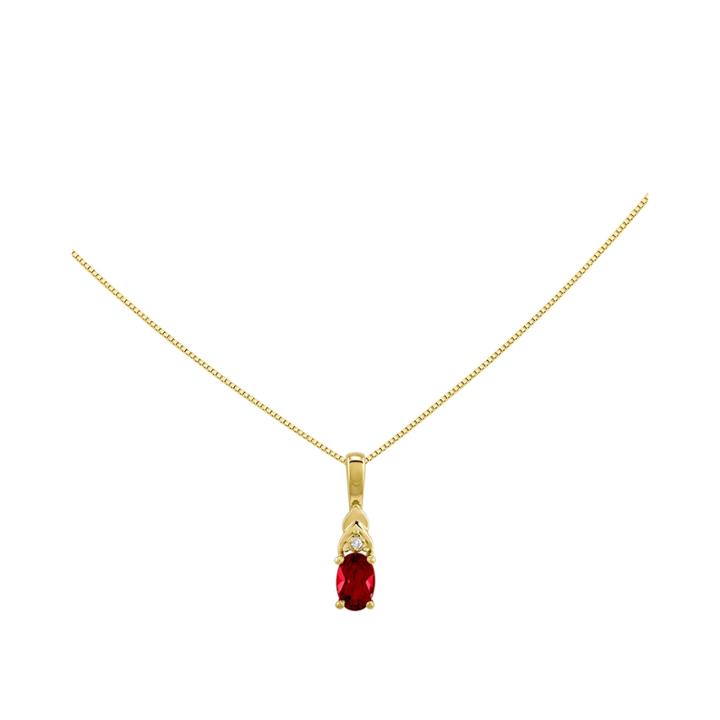 Genuine Ruby And Diamond-accent 14k Yellow Gold Pendant Necklace