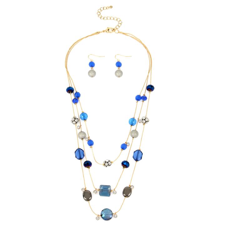 Mixit&trade; Gold-tone Blue Beads And Simulated Pearls Earring And Necklace Set