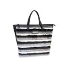 Adrienne Landau Striped Faux Fur Shopper Tote