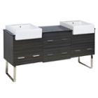 73.5-in. W Floor Mount Dawn Grey Vanity Set For 3h4-in. Drilling Black Galaxy Top