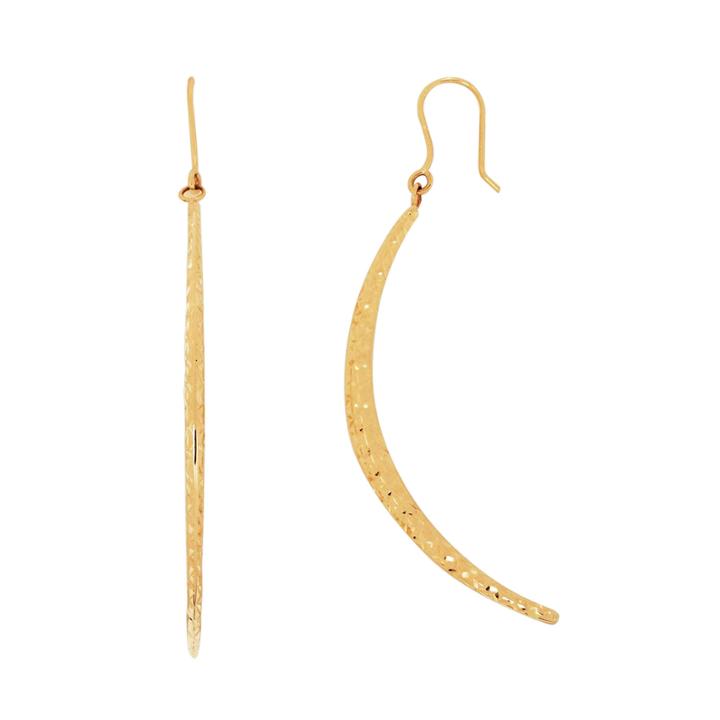 Limited Quantities! 10k Yellow Gold Curved Bar Drop Earrings