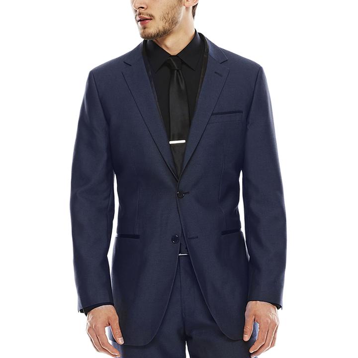 Akademiks Blue Birdseye Suit Jacket - Slim Fit