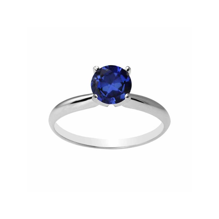 Womens Lab Created Blue Sapphire 14k Gold Solitaire Ring