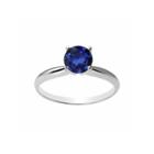 Womens Lab Created Blue Sapphire 14k Gold Solitaire Ring