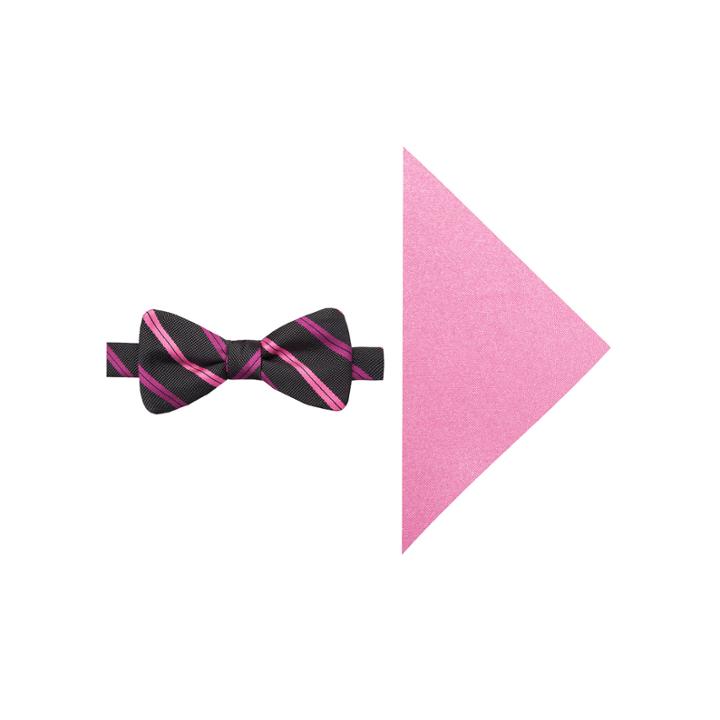 Jf J. Ferrar Textured Two-stripe Bow Tie And Pocket Square Set