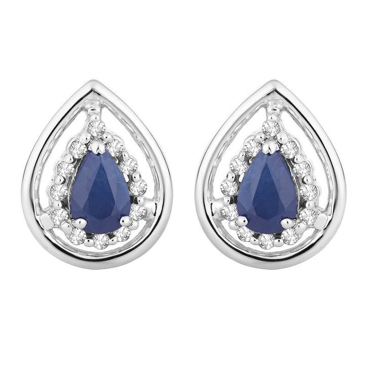 1/8 Ct. T.w. Genuine Blue Sapphire 10k White Gold 12.6mm Stud Earrings
