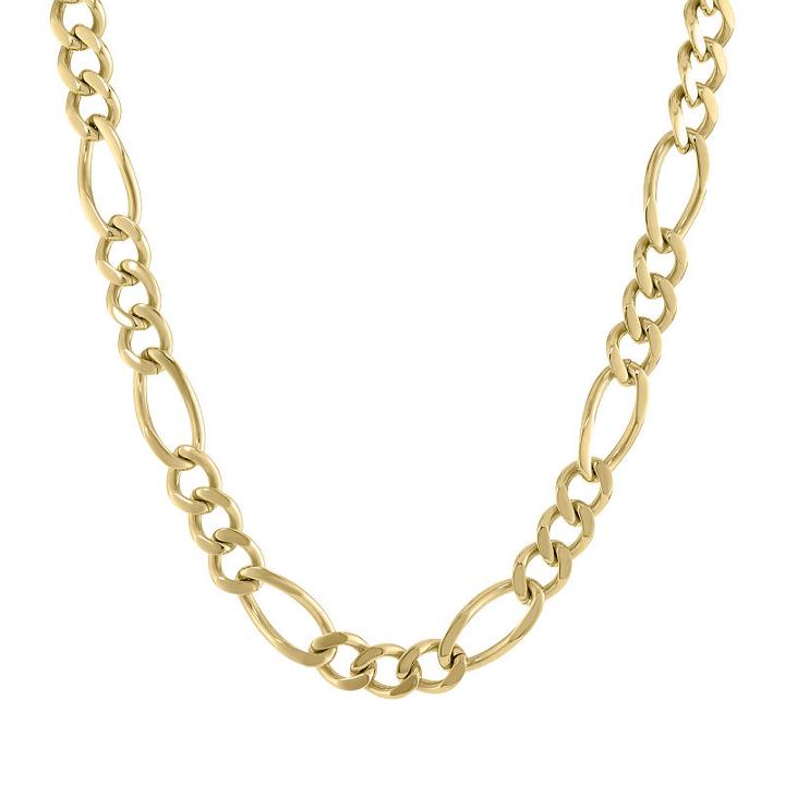 Stainless Steel Solid Figaro 24 Inch Chain Necklace