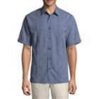 Havanera Chambray Wovens Short Sleeve Panel Button-front Shirt-big And Tall