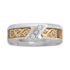 Mens 1/10 Ct. T.w. Diamond Tribal Inlay Wedding Band