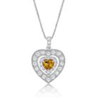 Womens Genuine Yellow Citrine Heart Pendant Necklace