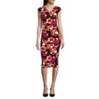Weslee Rose Cap-sleeve Printed Bodycon Dress