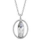 Womens Swarovski Crystal Blessed Virgin Mary Bronze Pendant Necklace