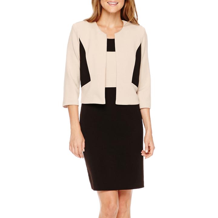 Studio 1 3/4-sleeve Textured Jacket Dress - Petite