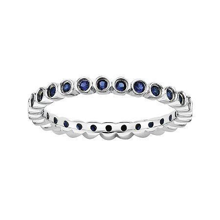 Personally Stackable Lab-created Blue Sapphire Sterling Silver Ring