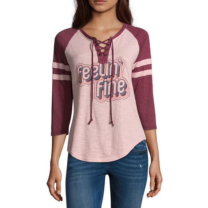 Feelin Fine Lace Up Baseball Tee - Junior