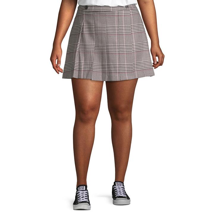 Arizona Plaid Woven Pleated Skirt Juniors Plus