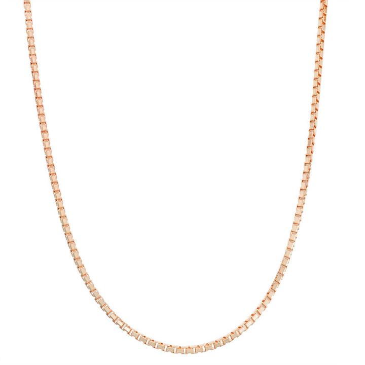 14k Rose Gold Over Silver Solid Box 20 Inch Chain Necklace
