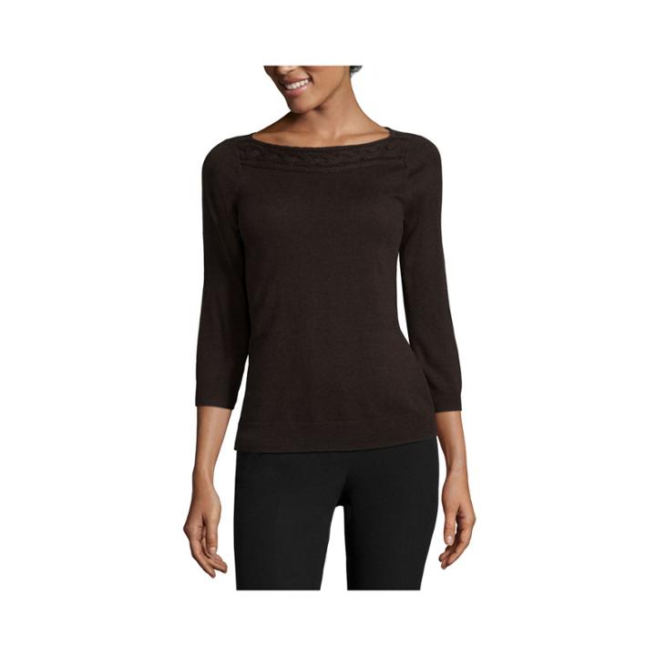 Worthington 3/4-sleeve Cable Knit Sweater - Petite