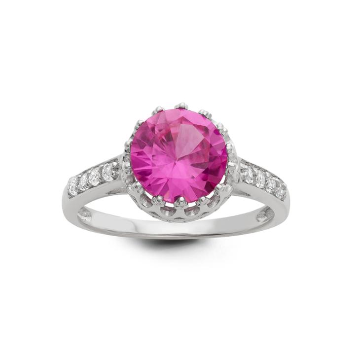 Womens Lab Created Pink Sapphire Sterling Silver Cocktail Ring