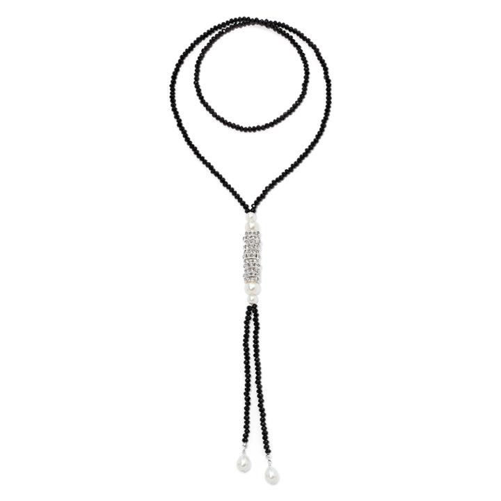 Vieste Black And White Bead Y-necklace