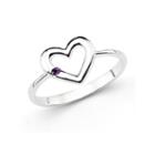 Genuine Amethyst Sterling Silver Heart Ring