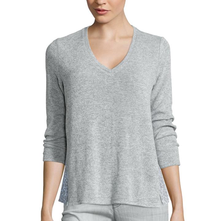 Liz Claiborne 3/4-sleeve Knit-and-woven Top