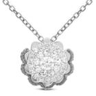 Womens 1/4 Ct. T.w. White Diamond 14k White Gold Flower Pendant Necklace