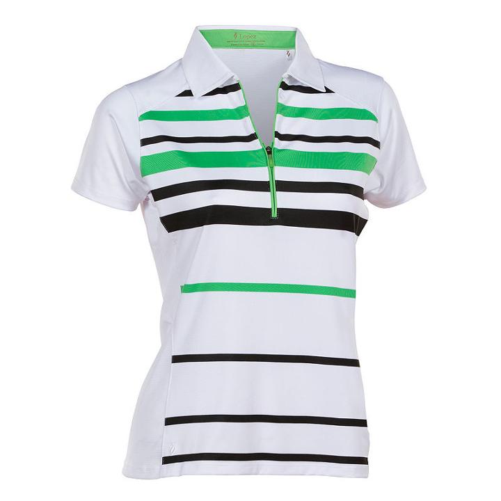 Short Sleeve Stripe Knit Polo Shirt