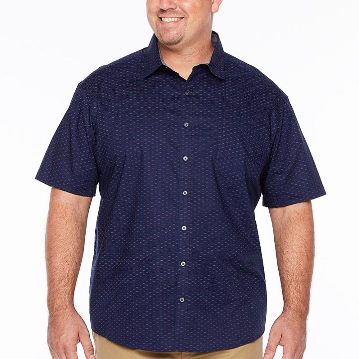 Claiborne Short Sleeve Floral Button-front Shirt-big And Tall
