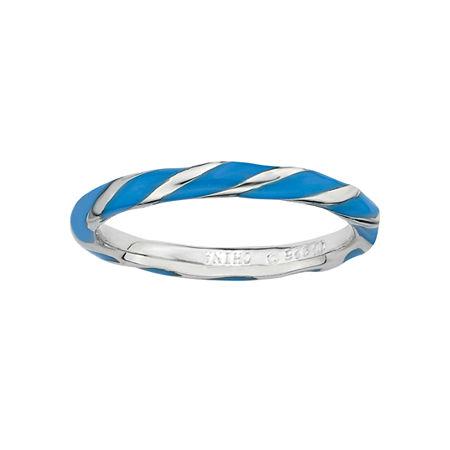 Personally Stackable Sterling Silver Blue Enamel Twist Ring