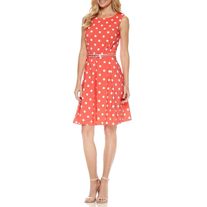 R & K Originals Sleeveless Dots Fit & Flare Dress