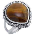 Womens Genuine Tiger's Eye Brown Sterling Silver