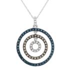 Womens 3/8 Ct. T.w. Blue Diamond Circle Pendant Necklace