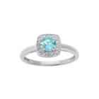 Lab-created Aquamarine And Genuine White Topaz Sterling Silver Ring