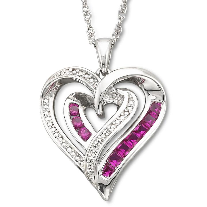 Lab-created Ruby & Diamond-accent Heart Pendant Necklace