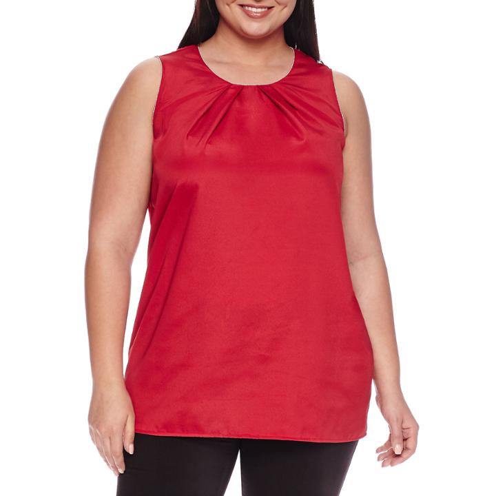 Worthington Sleeveless Metal-trim Tunic - Plus