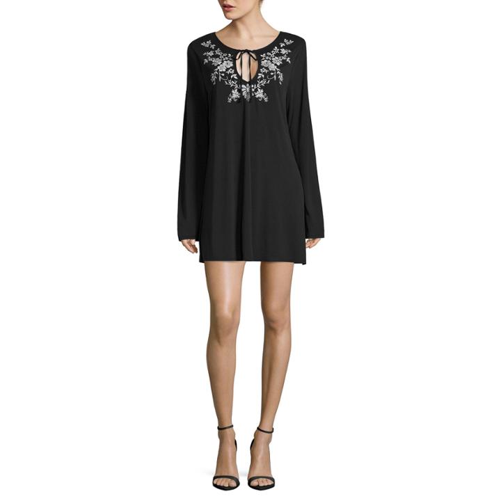 Trixxi Long Sleeve Embroidered Peasant Dress-juniors