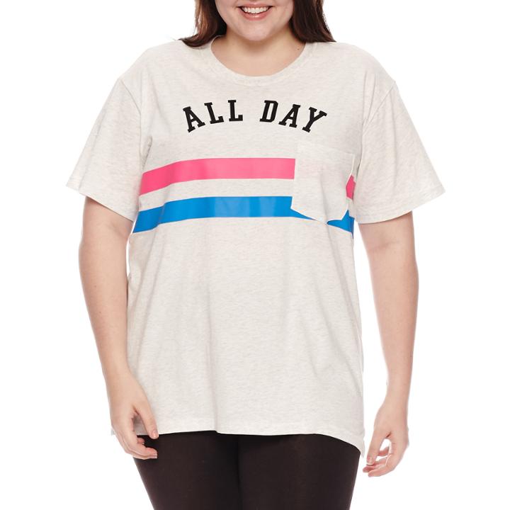 Flirtitude All Day Graphic T-shirt- Juniors Plus