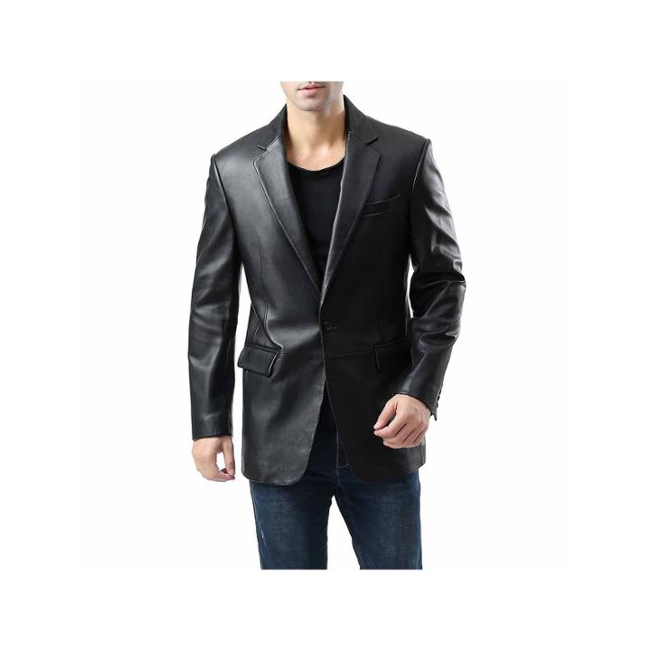 Bgsd Men's Nicholas Classic One Button Lambskin Blazer - Big And Tall
