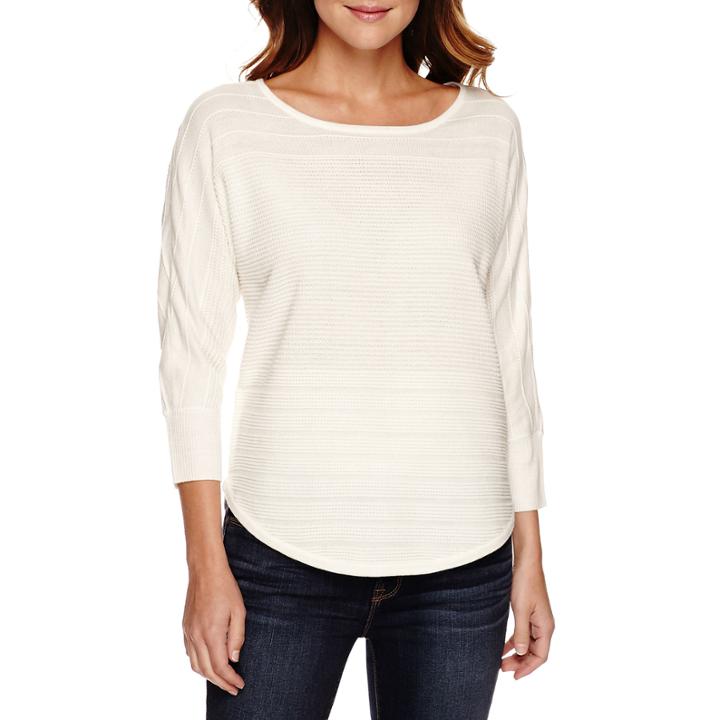 A.n.a Long-sleeve Novelty Stitch Sweater - Petite