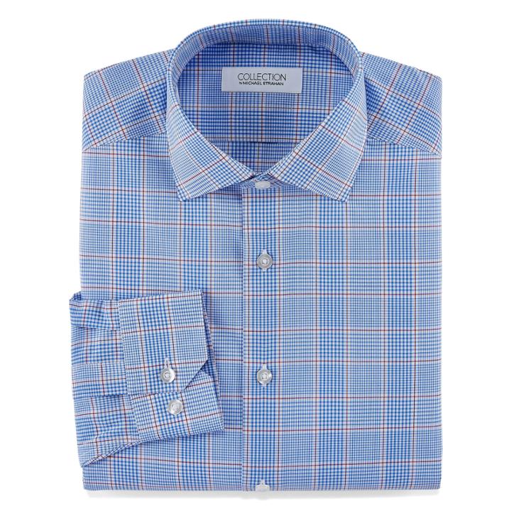 Collection By Michael Strahan Collection By Michael Strahan Stretch Fabric Long Sleeve Dress Shirt Long Sleeve Woven Plaid Dress Shirt