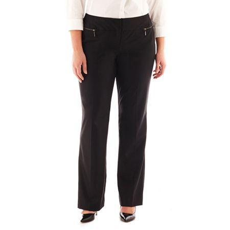 Worthington Modern Zipper-pocket Trouser Pants - Plus