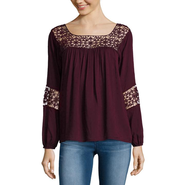 I Jeans By Buffalo Long-sleeve Crochet Blouse