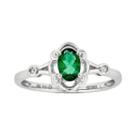 Womens Diamond Accent Lab Created Emerald Green Sterling Silver Delicate Ring