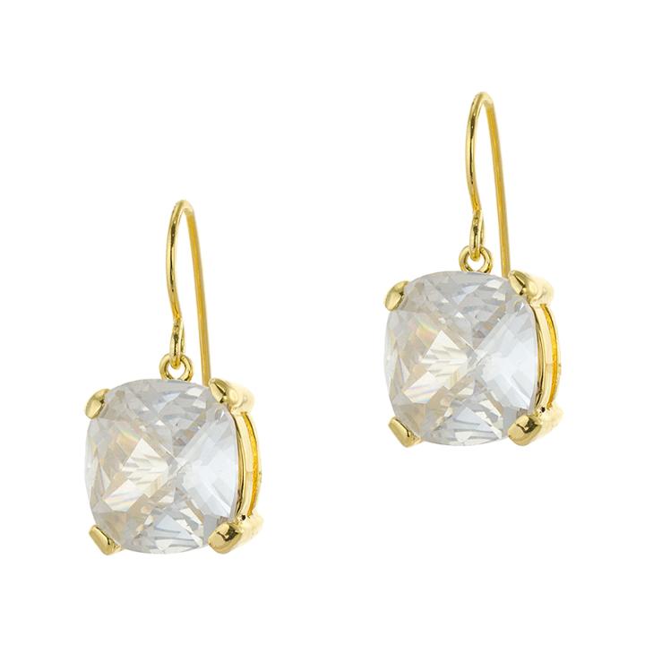 Cz By Kenneth Jay Lane Gold-tone Cushion-cut Drop Earrings