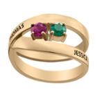 Personalized Womens Simulated Crystal Multi Color 18k Gold Over Silver Round