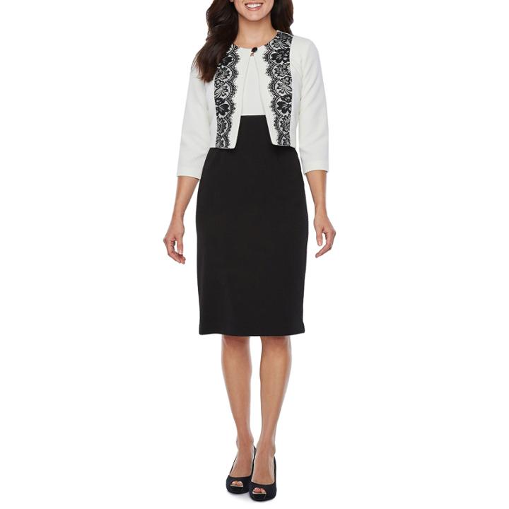 Danny & Nicole Sleeveless Lace Jacket Dress