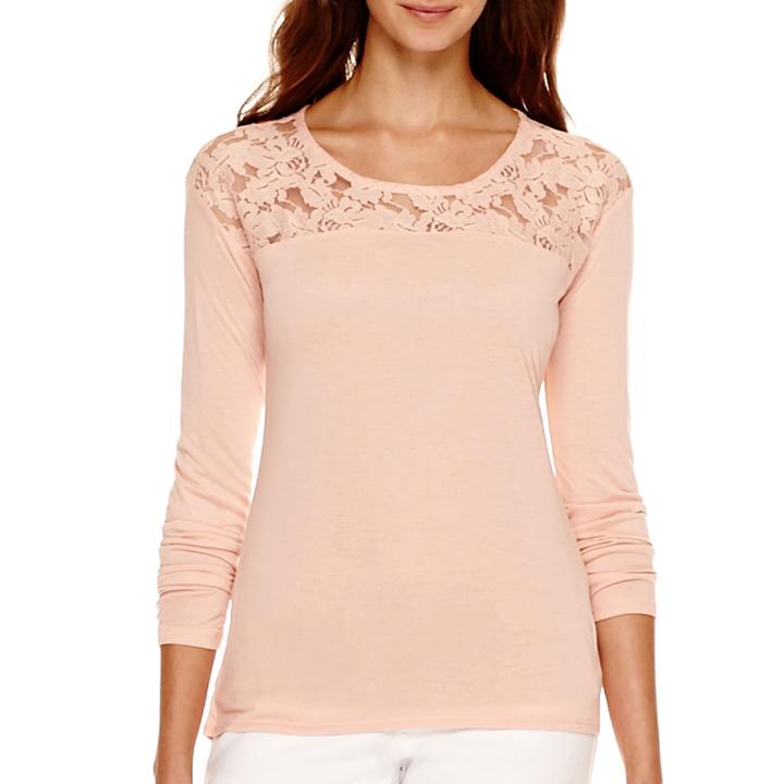 A.n.a Long-sleeve Lace Shoulder T-shirt