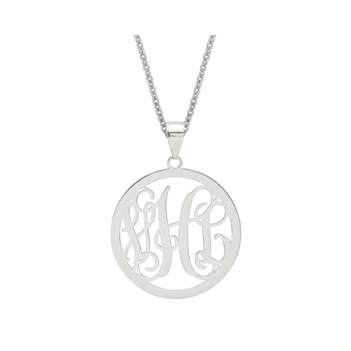 Personalized 43x32mm Circle Monogram Pendant Necklace