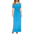 Black Label By Evan-picone Elbow Sleeve Maxi Dress
